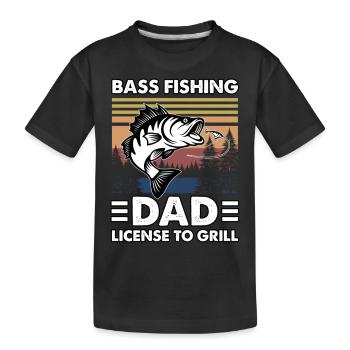 Bass Fishing Dad - Lizenz zum Grillen - Kinder Premium Bio T-Shirt - Schwarz - Vorne