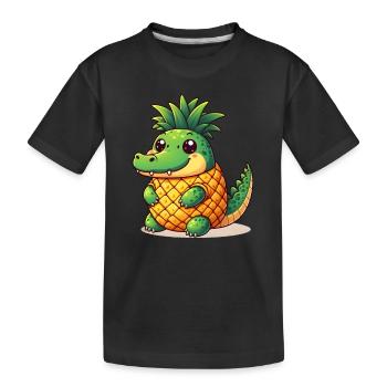 Ananas Krokodil - Kinder Premium Bio T-Shirt - Schwarz - Vorne