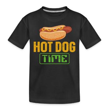 Hot Dog Adult Hot Dog Time - Kinder Premium Bio T-Shirt - Schwarz - Vorne