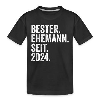 Valentinstag Bester Ehemann Seit 2024 - Kinder Premium Bio T-Shirt - Schwarz - Vorne