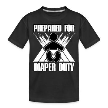 Prepared for diaper duty - Kids' Premium Organic T-Shirt - black - Front