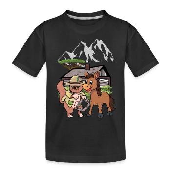 Chat Sauvage Ouest Nature Enfant Enfants Cavalier Âne - T-shirt bio Premium Enfant - noir - Devant