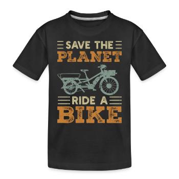 Save The Planet Cargo Bike Cargo Bike - Kids' Premium Organic T-Shirt - black - Front