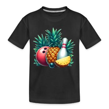 Bowlingkugel und Ananas - Kinder Premium Bio T-Shirt - Schwarz - Vorne
