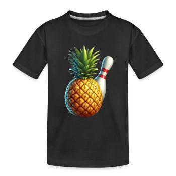 Bowlingkugel und Ananas - Kinder Premium Bio T-Shirt - Schwarz - Vorne