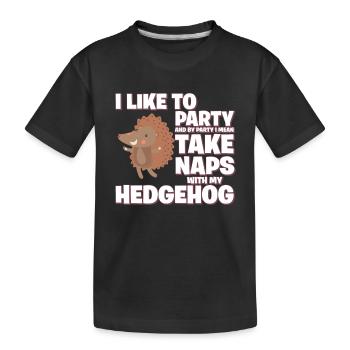 J’aime faire la fête, je veux dire faire des siestes avec mon hérisson - T-shirt bio Premium Enfant - noir - Devant