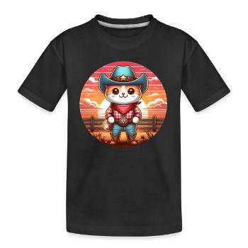 Cowboy Cat - Kids' Premium Organic T-Shirt - black - Front
