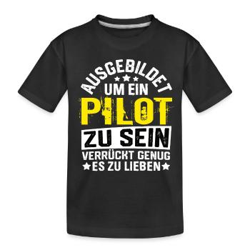 Pilot Flugzeug Piloten Fliegen Flieger Flugsport - Kinder Premium Bio T-Shirt - Schwarz - Vorne