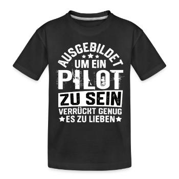 Pilot Flugzeug Piloten Fliegen Flieger Flugsport - Kinder Premium Bio T-Shirt - Schwarz - Vorne