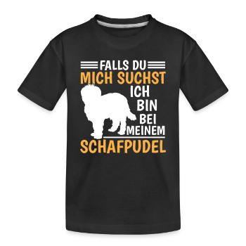 Bin bei meinem Schafpudel Altdeutscher Hütehund - Kinder Premium Bio T-Shirt - Schwarz - Vorne