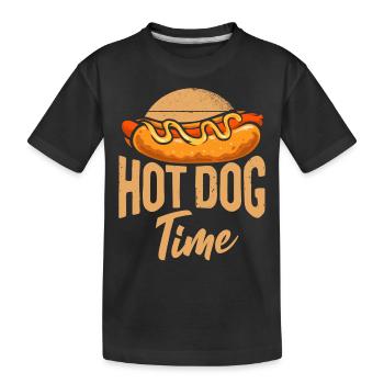 Hot Dog Adult Hot Dog Time - Kinder Premium Bio T-Shirt - Schwarz - Vorne