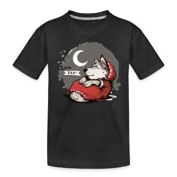 Sleeping Big Bad Wolf: Grandma Moon and Stars - Kids' Premium Organic T-Shirt - black - Front