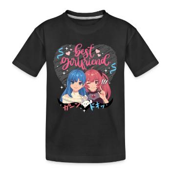 Beste Freundinnen rosa Herz - Kinder Premium Bio T-Shirt - Schwarz - Vorne
