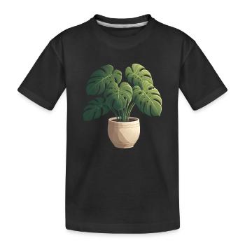 Wunderschöne Monstera Pflanze - Kinder Premium Bio T-Shirt - Schwarz - Vorne