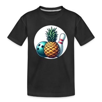 Tropische Bowlingkugel und Ananas - Kinder Premium Bio T-Shirt - Schwarz - Vorne