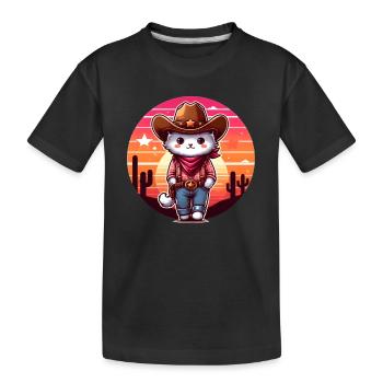 Chat cowboy - T-shirt bio Premium Enfant - noir - Devant