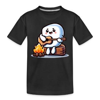 Campfire evening with cute marshmallow - Kids' Premium Organic T-Shirt - black - Front