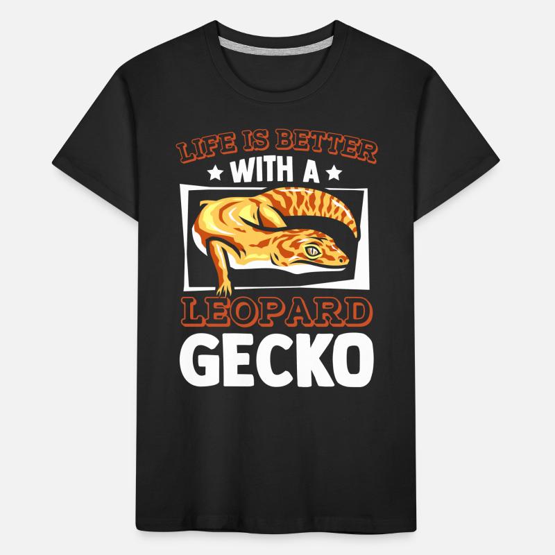 Das Leben ist besser mit einer Leopardgecko-Eidechse Kinder Premium Bio T-Shirt