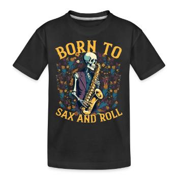 Saxophonist Rocker Lustiges Jazz Musik Design - Kinder Premium Bio T-Shirt - Schwarz - Vorne