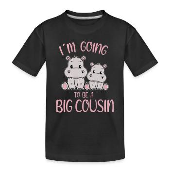 Going To Be A Big Cousin Hippopotamus - Kinder Premium Bio T-Shirt - Schwarz - Vorne