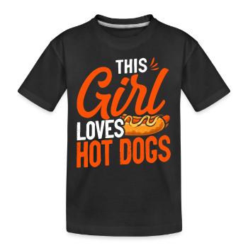 Hot Dog Adult Girl This Girl Loves - Kids' Premium Organic T-Shirt - black - Front