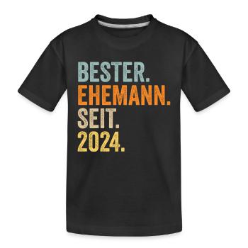 Valentinstag Bester Ehemann Seit 2024 - Kinder Premium Bio T-Shirt - Schwarz - Vorne