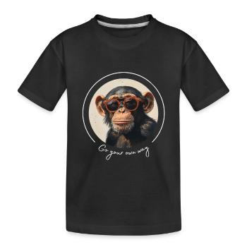 Affe Sonnenbrille Cool - Kinder Premium Bio T-Shirt - Schwarz - Vorne