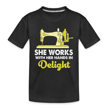 Couturière à la machine à coudre - T-shirt bio Premium Enfant - noir - Devant