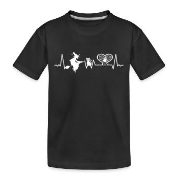 Mystisches Gothic Okkult Witch Herzschlag - Kinder Premium Bio T-Shirt - Schwarz - Vorne