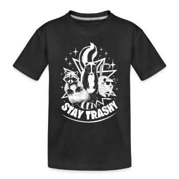 Stay Trashy mit Waschbär, Stinktier und Ratte - Kinder Premium Bio T-Shirt - Schwarz - Vorne