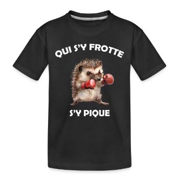 Qui s'y frotte s'y pique, hérisson boxeur Humour - T-shirt bio Premium Enfant - noir - Devant