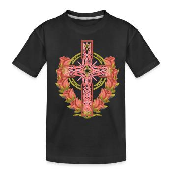 Croix Roses Croix Croix Jésus Dieu - T-shirt bio Premium Enfant - noir - Devant