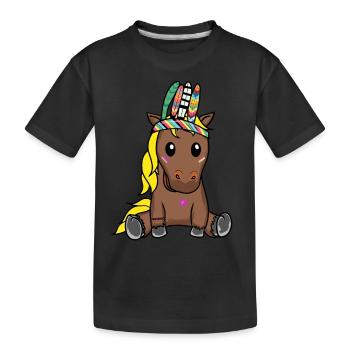 Hippie Pony Foal Horse Ross Feathers Gaul - Kids' Premium Organic T-Shirt - black - Front