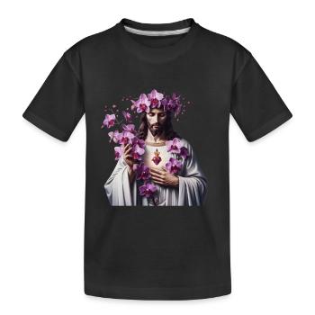 Jésus aux orchidées pourpres - T-shirt bio Premium Enfant - noir - Devant