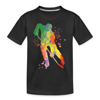 Eishockeyspieler Jungen Eishockey - Kinder Premium Bio T-Shirt - Schwarz - Vorne