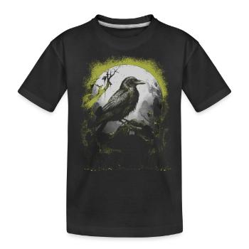 Halloween Rabe Okkult spirituell Krähe Krähen - Kinder Premium Bio T-Shirt - Schwarz - Vorne