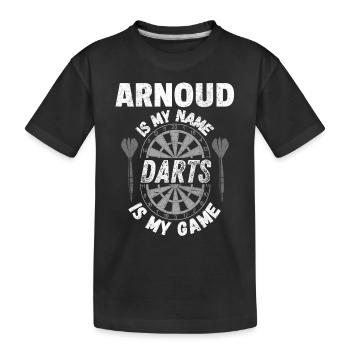 Tough darts design, vintage, worn-out look - Kids' Premium Organic T-Shirt - black - Front