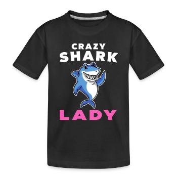 Verrückte Hai-Dame mit süßer lächelnder Hai-Neuheit - Kinder Premium Bio T-Shirt - Schwarz - Vorne
