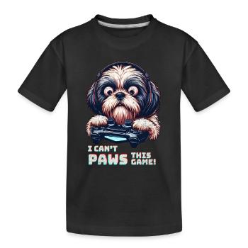 Cooles Design für Shih Tzu und Computerspiele - Kinder Premium Bio T-Shirt - Schwarz - Vorne