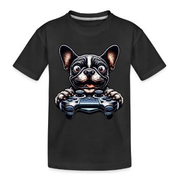 Hundespieler, Honden-Spielfreak Französische Bulldogge - Kinder Premium Bio T-Shirt - Schwarz - Vorne