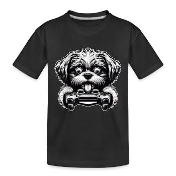 Crazy Shih Tsu chien gamefreak gamers - T-shirt bio Premium Enfant - noir - Devant