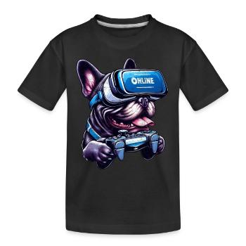 Hundeliebhaber, Französische Bulldogge VR-Gamer - Kinder Premium Bio T-Shirt - Schwarz - Vorne