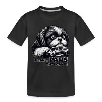 ShihTzu lover, computer game freak, gamers - Kids' Premium Organic T-Shirt - black - Front