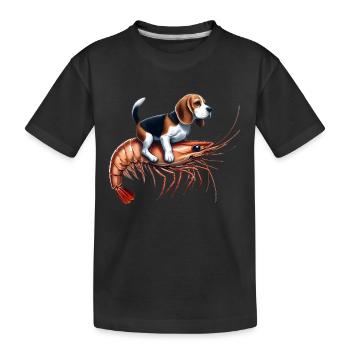 Beagle reitet auf Shrimp - Kinder Premium Bio T-Shirt - Schwarz - Vorne