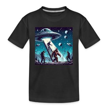 Bigfoot and the UFO - Kids' Premium Organic T-Shirt - black - Front