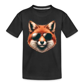 Fuchs Mit Sonnenbrille, Digitale Kunst, Wildtier - Kinder Premium Bio T-Shirt - Schwarz - Vorne