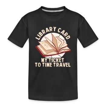Carte de bibliothèque Mon billet pour le - T-shirt bio Premium Enfant - noir - Devant