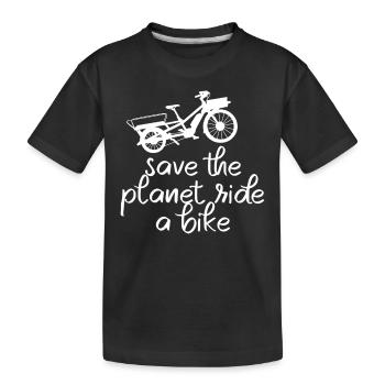 Save The Planet Cargo Bike Cargo Bike - Kids' Premium Organic T-Shirt - black - Front