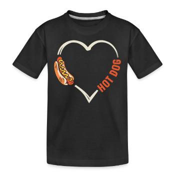 Hot Dog Adult Heart Hot Dog - Kinder Premium Bio T-Shirt - Schwarz - Vorne