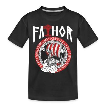 Wikinger Papa Vathor Nordisches Wikinger Boot - Kinder Premium Bio T-Shirt - Schwarz - Vorne